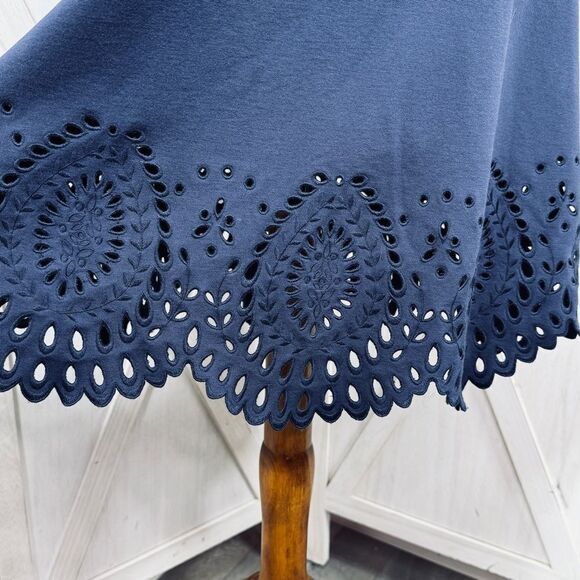 Kate Spade Eyelet Cutwork Sleeveless Ponte Knit Dress Blue 4 Fit Flare A Line - Picture 8 of 15